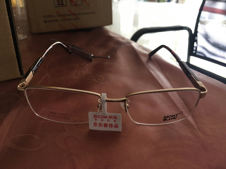 Montblanc 万宝龙 男款金色半框镜框玳瑁色镜腿光学眼镜架眼镜框MB635-F 028 57MM 晒单图