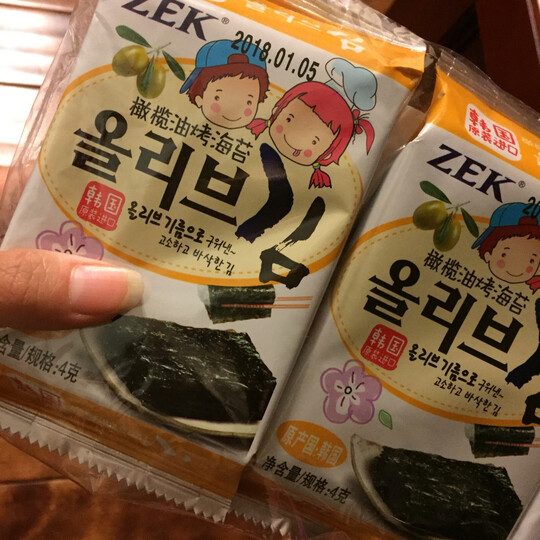 韩国进口 zek 儿童海苔紫菜 橄榄油味4g*3包 晒单图
