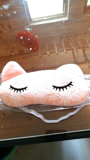 优家（uplus）可爱猫咪蕾丝遮光护目眼罩（颜色随机 送冰袋 卡通眼罩 睡眠 冷敷 旅行便携） 晒单图