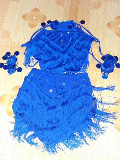 时尚儿童拉丁舞服装少儿女拉丁比赛表演服亮片