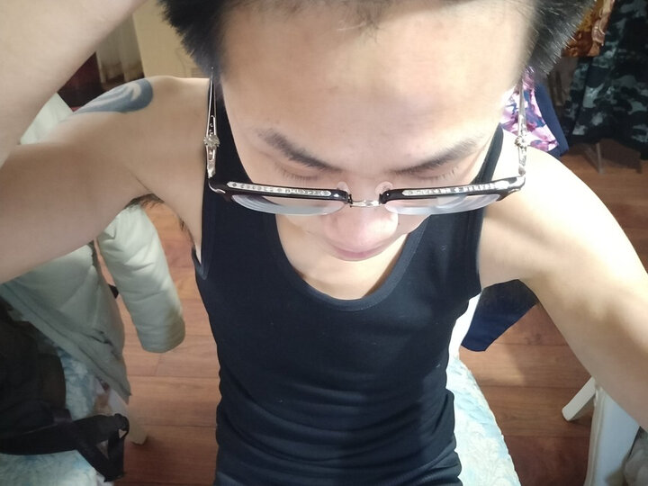 佩瑟(PEARSEL)复古眼镜框男 防辐射眼镜 超轻纯钛半框近视眼镜眼镜架女可配镜片 亮黑银框(今日下单即送手工镜盒,送完即止) 晒单图