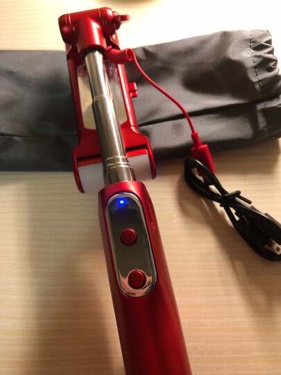 毕亚兹(BIAZE) 无线蓝牙自拍杆 自拍器 自拍器 带补光灯 通用苹果7plus手机/华为/oppo/魅族/华为 U17-红 晒单图