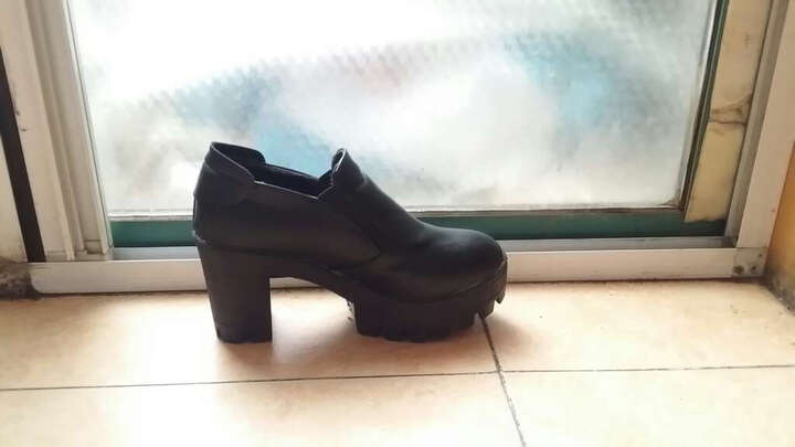 015欧美秋季单鞋女厚底坡跟皮鞋罗马高跟鞋圆