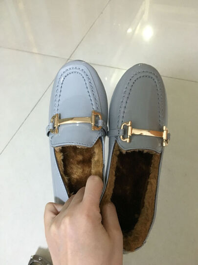 2015欧洲站秋冬平底平跟低帮鞋加绒毛毛鞋豆