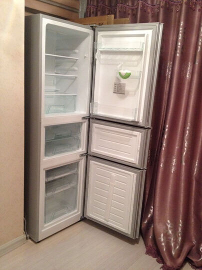 (E) 206升 三门冰箱 节能保鲜 闪白银--在京东买