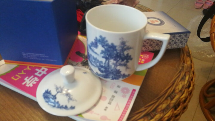 红叶 茶杯景德镇陶瓷水杯带盖办公泡茶杯子中式马克杯 锦绣 晒单图