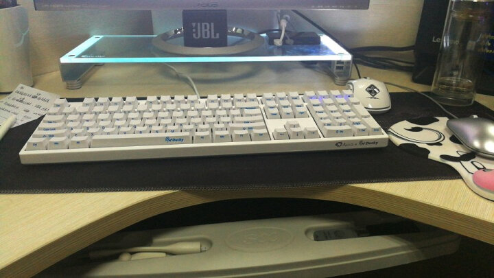 乔思伯（JONSBO）GA-01 显示器增高架 （全铝支架/钢化玻璃发光台面/桌面键盘收纳/前置双USB3.0口充电) 晒单图