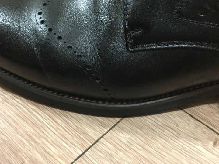 金猴 (JINHOU)男士时尚商务男单鞋 布洛克雕花绅士系带男皮鞋 Q20026A 黑色 40码 晒单图