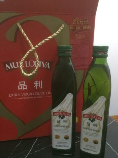 西班牙进口 品利 (MUELOLIVA) 特级初榨橄榄油礼盒 500ml*2瓶 中秋送礼盒 晒单图