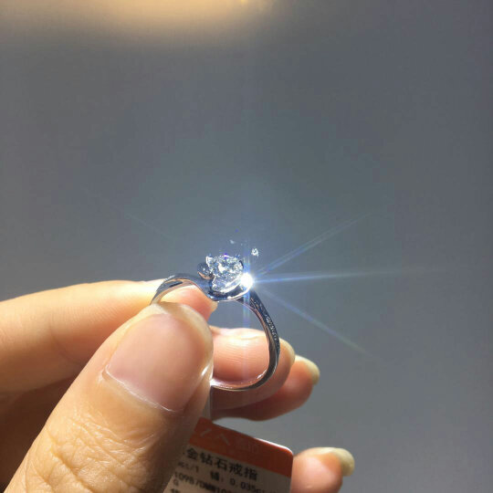 喜钻白18K金女人花钻石戒指奢华群镶求婚结婚钻戒送女友珠宝节日礼物 【4克拉效果】共108分FG色 晒单图