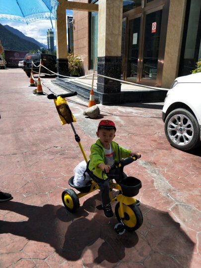 乐卡（Lecoco）儿童三轮车多功能婴幼儿童脚踏车1-3-5岁简易自行车多功能手推车 炫酷黄 晒单图