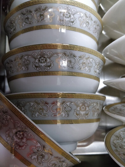 红叶 餐具碗碟套装家用陶瓷盘碟景德镇陶瓷礼品 60头伊丽莎白 晒单图