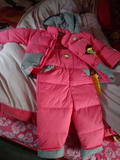 卡娃羽 男女儿童羽绒服套装 白鸭绒棉衣两件套