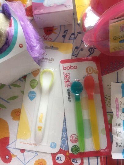乐儿宝(bobo)勺子汤匙汤勺(研磨+喂食) 新生儿宝宝防烫研磨两用勺子儿童餐具 颜色随机 晒单图