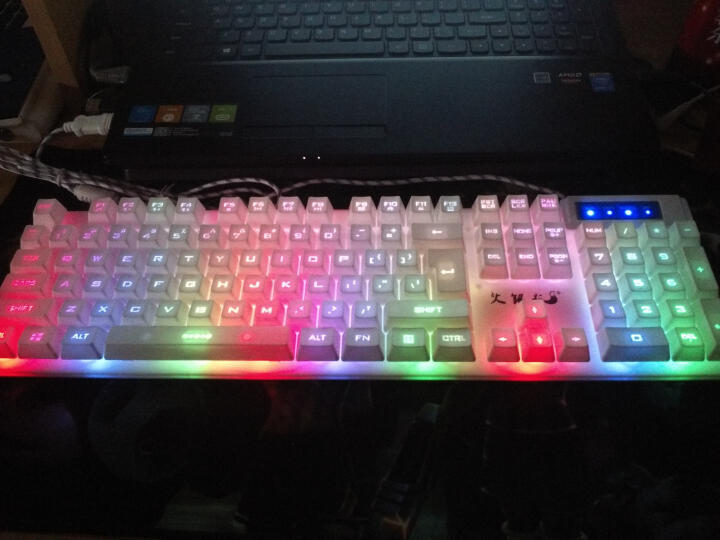 七彩悬浮机械手感键盘鼠标套装 雷技台式电脑