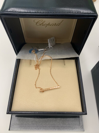 萧邦（Chopard）IceCube系列18k玫瑰金无钻项链几何小冰块情侣项链 晒单图