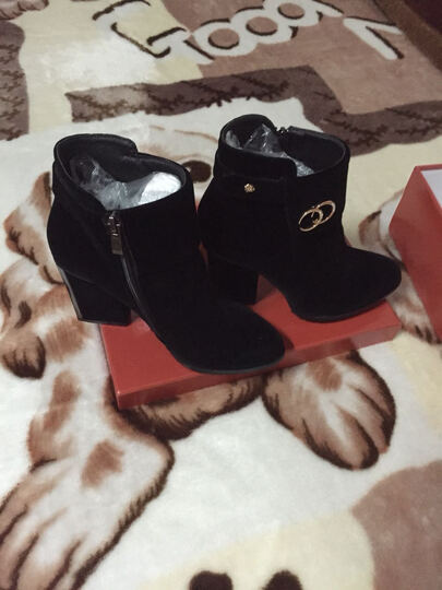 奇惠娅 2015秋冬新款女短靴磨砂绒面高跟短筒