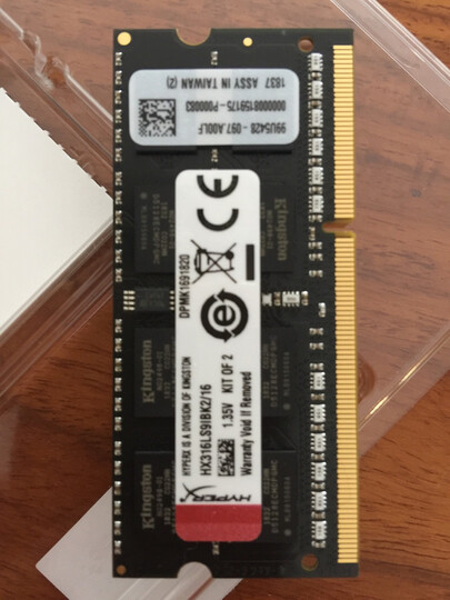 金士顿(Kingston) DDR3 1600 16GB(8G×2)套装 笔记本内存 骇客神条 Impact系列 低电压版 晒单图