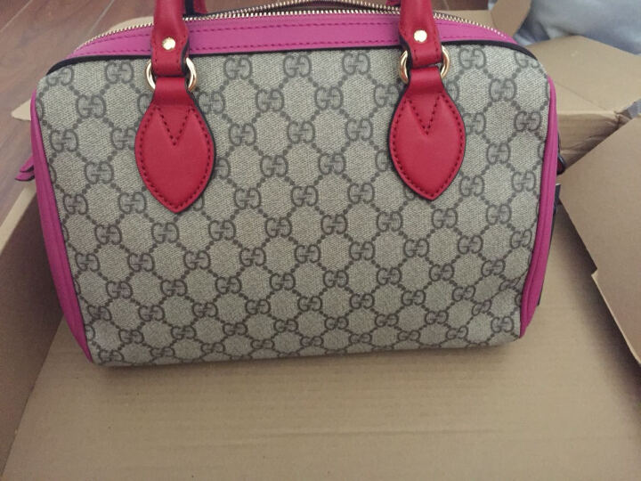 GUCCI 古驰 GUCCI女包 LINEA A S16 BAG系列米色/乌木色PU蓝色天竺葵印花女士手拎包 409529 KU2IG 8492 晒单图