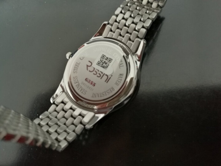 罗西尼(ROSSINI)手表 启迪系列简约超薄石英手表男双日历罗马时符白盘钢带送男友6355W01G 晒单图