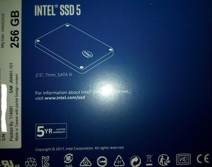 英特尔(Intel)545S系列 256G SATA3 固态硬盘 晒单图