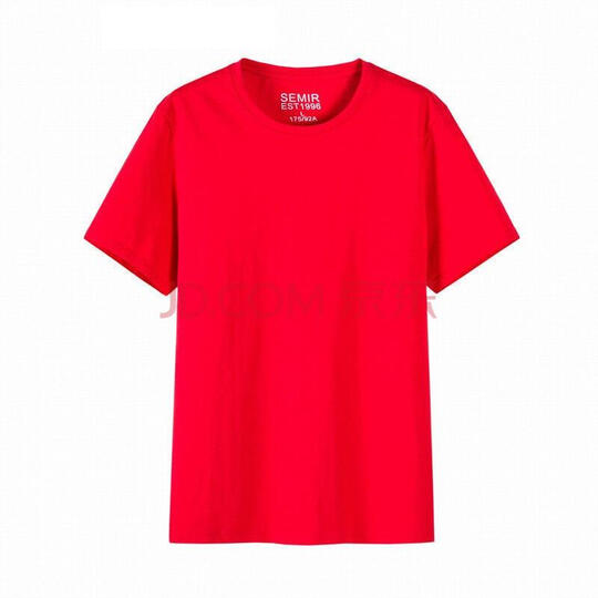 森马(Semir) 短袖T恤男 2018春季新款男士圆领衣服打底衫上衣纯棉白体恤 19018001233 中国红 XL 晒单图