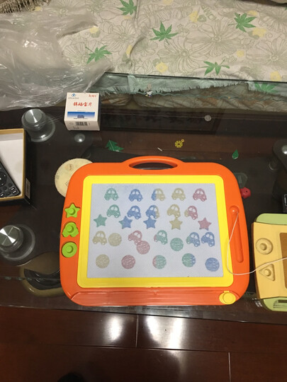 琪趣儿童磁性画板9988A紫色 宝宝涂鸦板幼儿彩色写字板超大号磁力画板小黑板1-2-3岁玩具手绘画画工具 晒单图