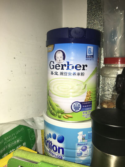 嘉宝(Gerber)婴儿辅食 豌豆味 宝宝营养高铁米粉米糊2段225g(6个月至36个月适用) 晒单图