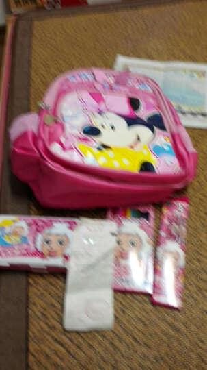 迪士尼(Disney)小学生儿童三层袋书包 男女孩米奇米妮冰雪奇缘减负护脊书包 送文具礼盒 超值款玫红色MB0333 晒单图