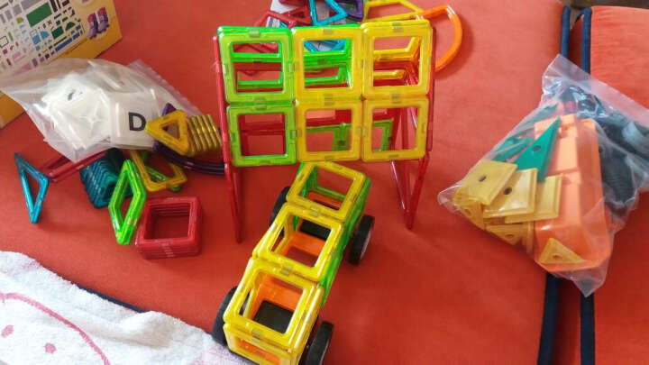 铭塔（MING TA）130件套磁力片 百变提拉建构片儿童积木玩具塑料哒哒搭磁性智力魔磁铁棒 雪橇系列收纳盒装 晒单图