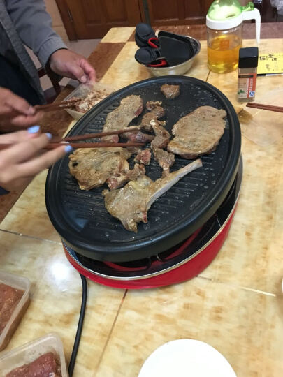 亨博（hengbo）SC-505A电烤炉家用烧烤架韩式无烟电饼铛电烤肉烤盘煎烤炉 圆形电烤盘烧烤炉 晒单图