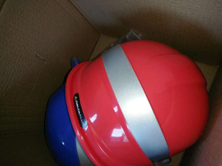 代尔塔(Deltaplus) ABS材质带荧光条反光条 工地工程绝缘安全帽电工防撞耐高温102018 红色 晒单图