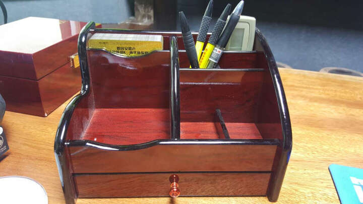 信发（TRNFA） TN-A01 收纳盒木质笔筒 办公桌面整理座置物柜 化妆品遥控器用品收纳架 晒单图