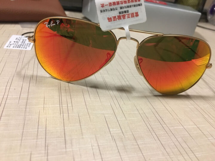 Ray-Ban 雷朋墨镜男女款飞行员系列金色镜框橘色闪光偏光镜片眼镜太阳镜 RB3025 112/4D 58mm 晒单图