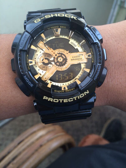 卡西欧(CASIO)手表 G-SHOCK 魔金双显 男士防水防震防磁运动手表石英表 GA-110GB-1A 晒单图