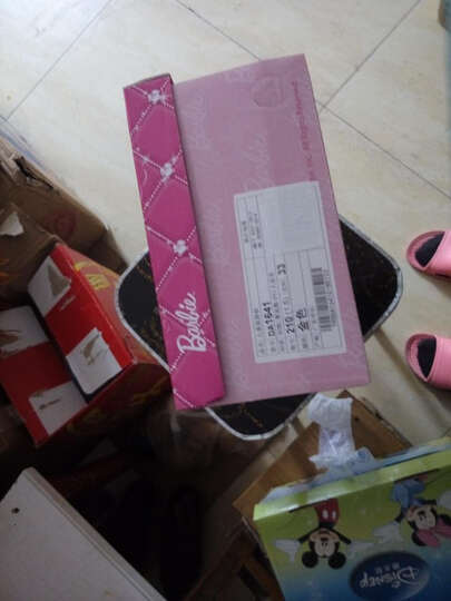 芭比 BARBIE 女童运动鞋 女童单网鞋儿童运动鞋 透气 1641金色33 晒单图