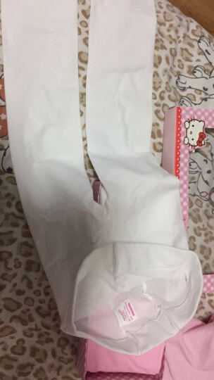 凯蒂猫（HELLO KITTY）女童天鹅绒连裤袜（3条装） KT8030 白+白+粉 L码 晒单图