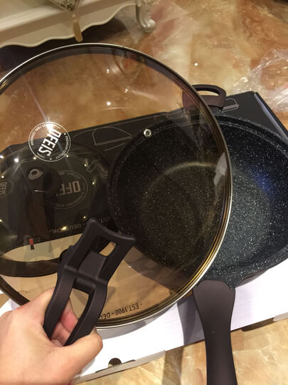 欧菲斯 炒锅麦饭石不粘锅微压配两锅盖少油烟节能32厘米 晒单图