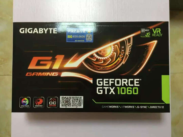 技嘉(GIGABYTE)GeForce GTX 1060 G1 GAMING 1594-1809MHzHz/8008MHz 6G/192bit绝地求生/吃鸡显卡 晒单图