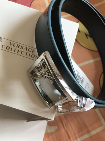 VERSACE COLLECTION 范思哲 男士湖蓝色皮质镂空半人脸扳扣式腰带 V910207 VM00219 V185N 90CM 晒单图