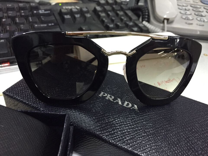 PRADA 普拉达 女款玳瑁色镜框茶色渐变镜片眼镜太阳镜09Q 2AU6S1 49mm 晒单图