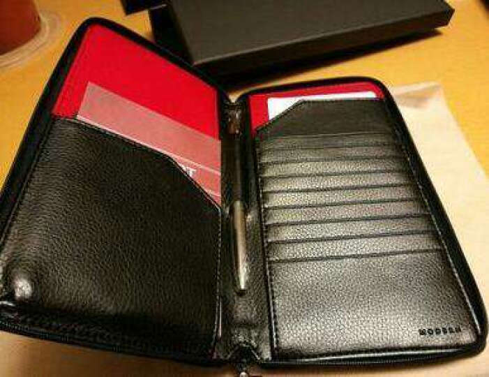 德国Modern创意多功能护照包 真皮韩版拉链机票夹 旅行护照夹收纳包证件袋 商务长款大容量钱包卡夹 黑红色带笔 晒单图