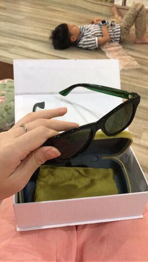 GUCCI 古驰 eyewear 亚洲版墨镜 休闲生活太阳镜男 GG0044SA-002 黑色镜框墨绿色镜片 53mm 晒单图