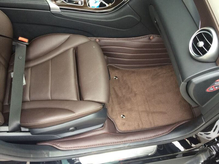 汽车脚垫全包围奔驰s级e级e300l glc260l gle320特斯拉model3 S X专用脚垫 真皮B款双层-红色【全牛皮 全包围】 s320l奔驰glc300l e200l gle 晒单图