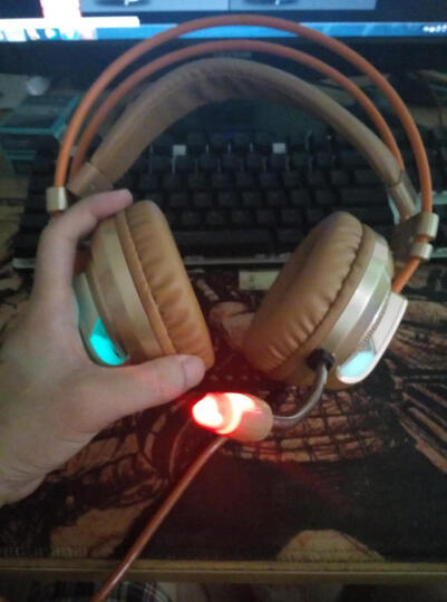 西伯利亚(XIBERIA) V10 头戴式 电脑耳麦 发光震动 电竞游戏耳机 金色 晒单图