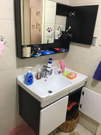 希箭(HOROW)浴室柜组合洗手盆实木洗脸盆柜组合洗漱台套装 雅典·白色80cm【18年全新升级实木加厚】超值款 晒单图