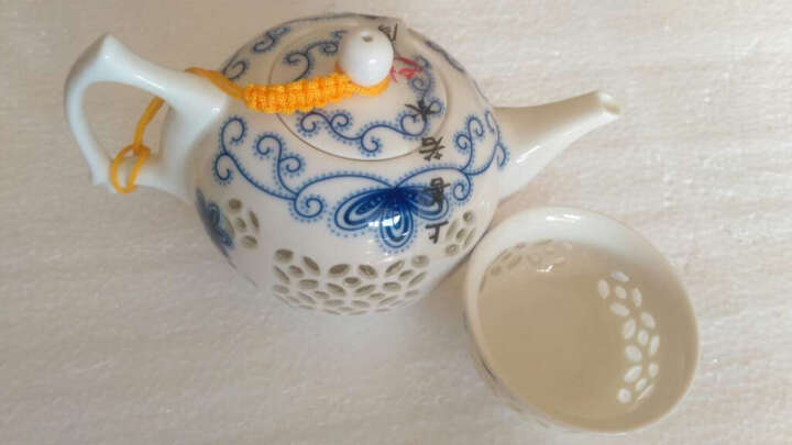 唐丰 整套茶具自动轻薄玲珑青花镂空功夫茶具陶瓷自动茶具套装茶壶茶海茶杯TF-1956 白色(映月蜂窝茶具) 晒单图