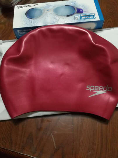 速比涛（Speedo） speedo 加大游泳帽 长发防水护耳男女成人硅胶泳帽 加大款火红 晒单图