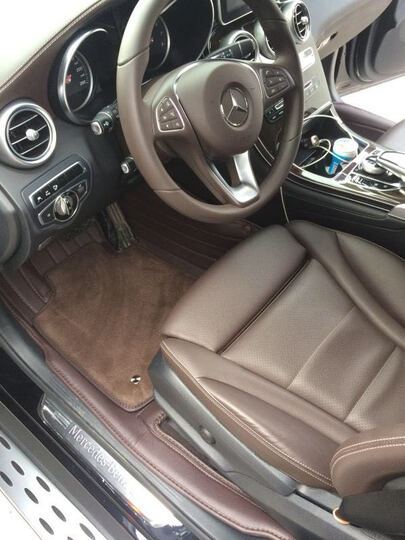 汽车脚垫全包围奔驰s级e级e300l glc260l gle320特斯拉model3 S X专用脚垫 真皮B款双层-红色【全牛皮 全包围】 s320l奔驰glc300l e200l gle 晒单图