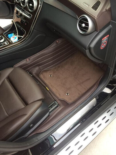 汽车脚垫全包围奔驰s级e级e300l glc260l gle320特斯拉model3 S X专用脚垫 真皮B款双层-红色【全牛皮 全包围】 s320l奔驰glc300l e200l gle 晒单图